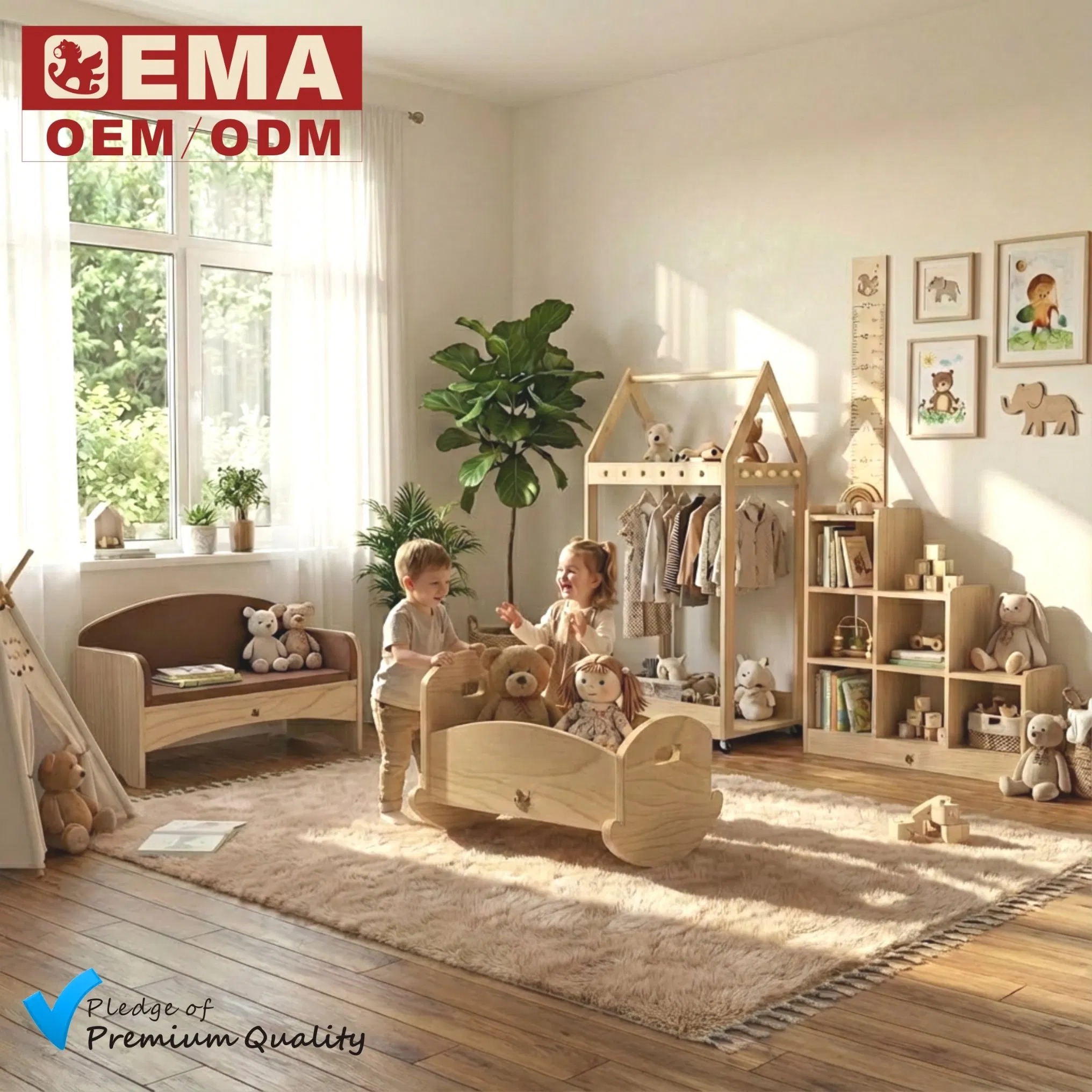 EMA Eco-Friendly Wooden Kids Role Play Furniture for Nursery with Safe Edges