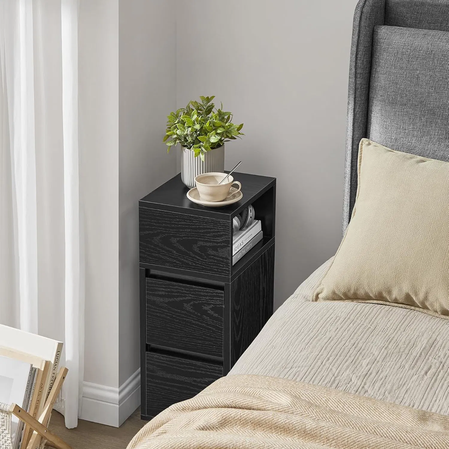 Night Stand Bed Side Table Sofa End Table Bedside Table Nightstand with 3 Wood Drawers for Bedroom Living Room