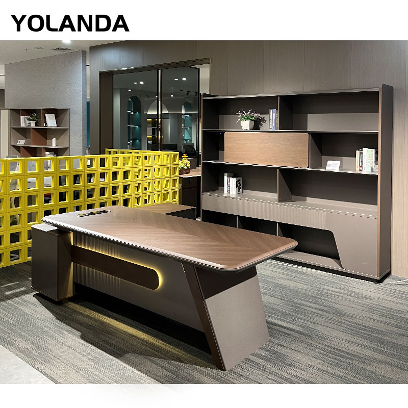 Yolanda Office Commercial Furniture Metal Leg Large Office Director Computer Executive Wooden Table Work Desk