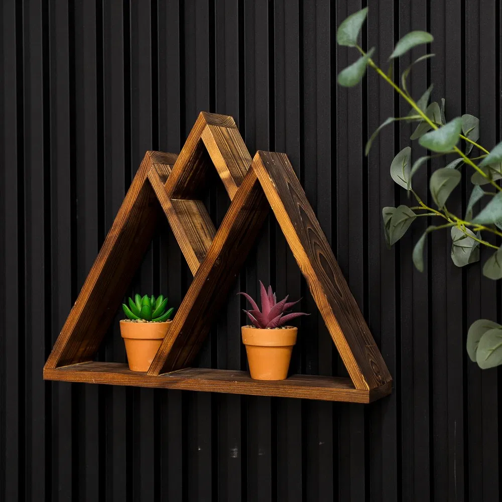 Triangle Mountain Design Wood Home Decor Wall Floating Shelf for Living Room