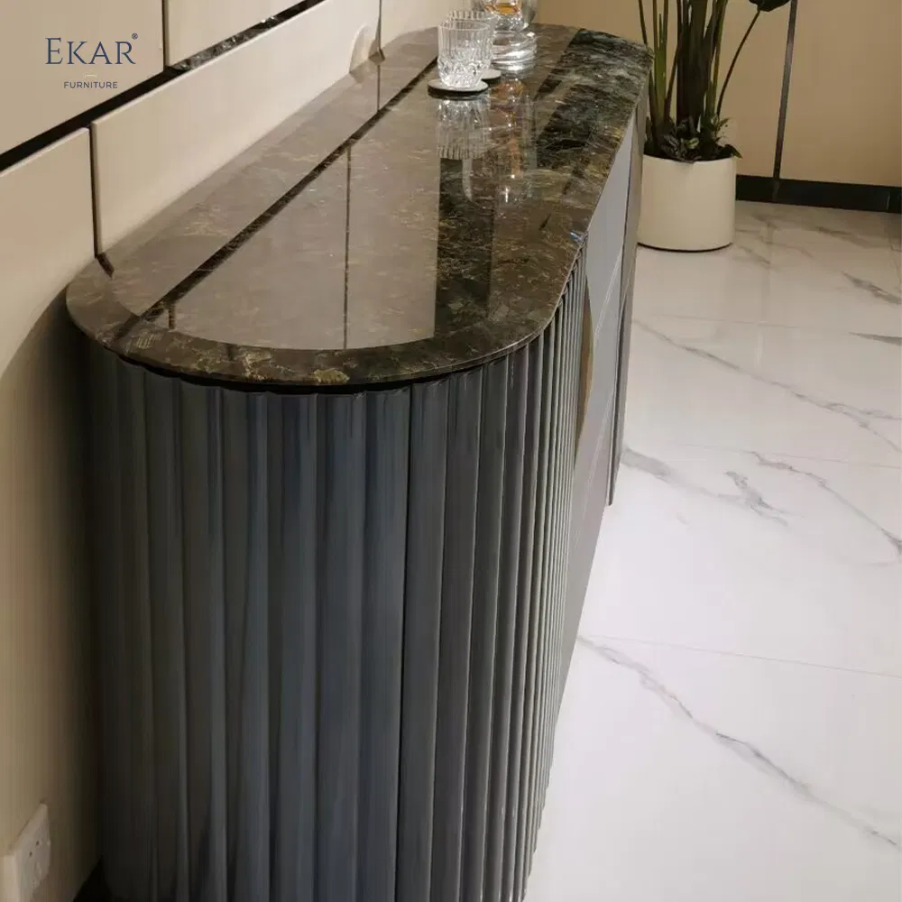 Elegant Blue Jadeite Marble Sideboard - Luxurious Dining Room Furniture