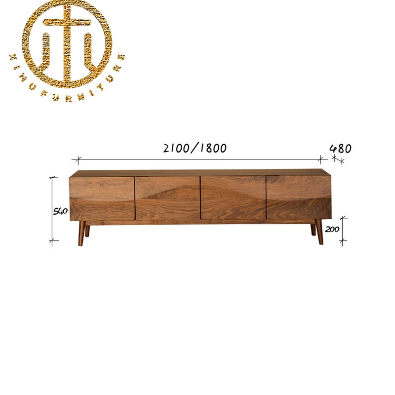 Nordic All Solid Wood Black Walnut Modern Minimalist Living Room TV Stand