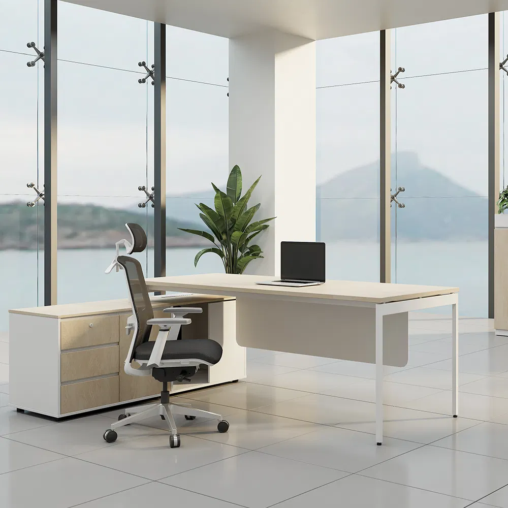 Luxury Modern Executive L Shape Wooden Furniture Computer Office Desk with Drawers