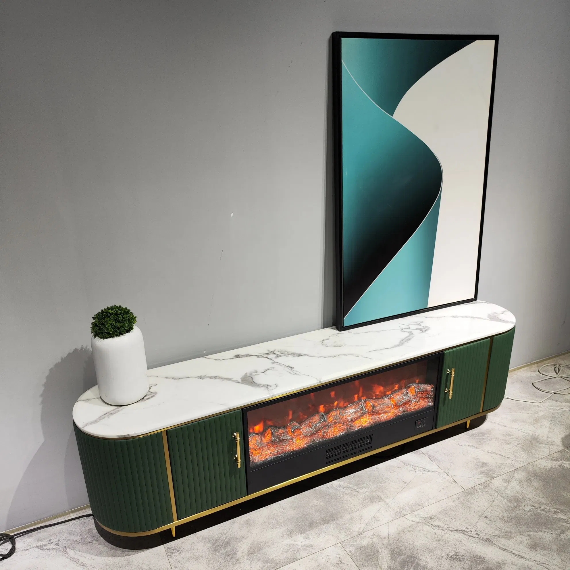 The Newest TV Stand with Shelves Modern Minimalist Design Marble Patterned TV Cabinet