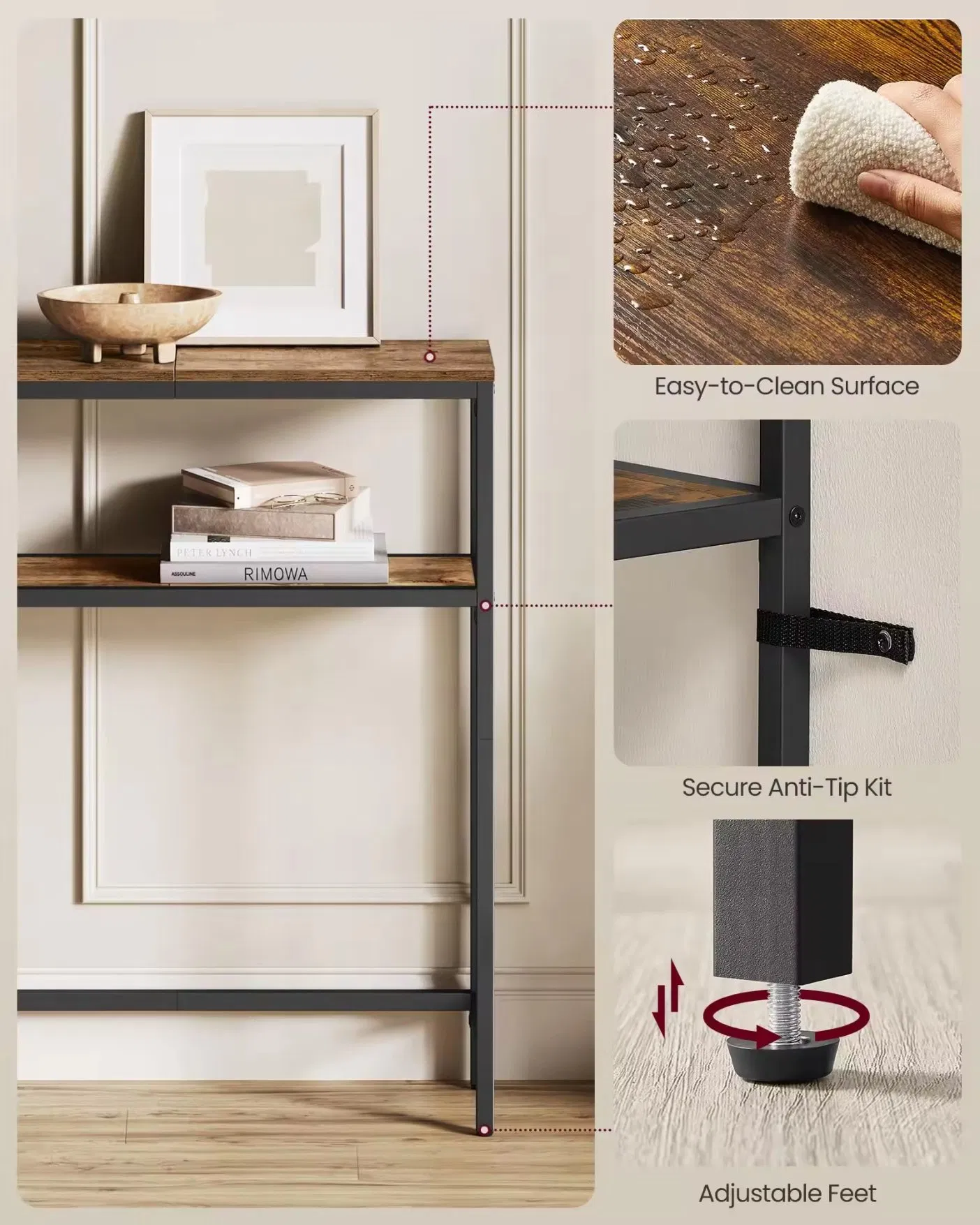 2-Tier Console Narrow Entryway Sofa Table