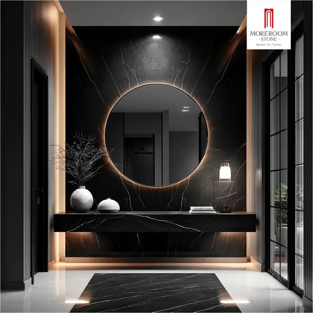 Luxury Console Table Sintered Stone Geometric Base Entryway Table for Home Hotel