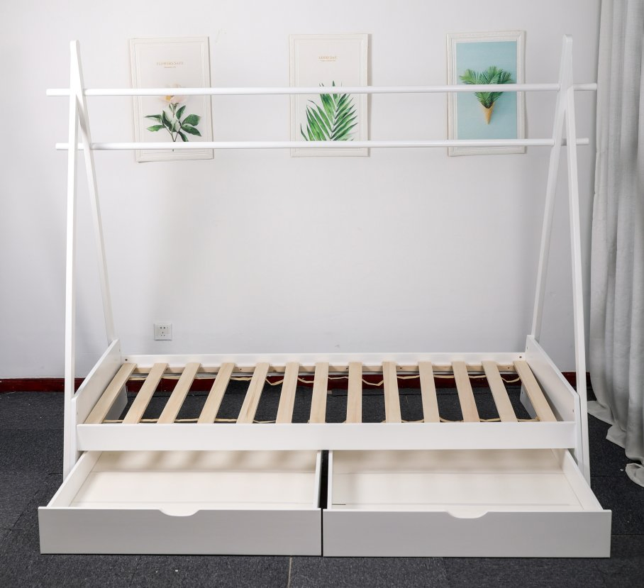 Storage Space House Bed Painting Color Customized Wooden Kids Furniture