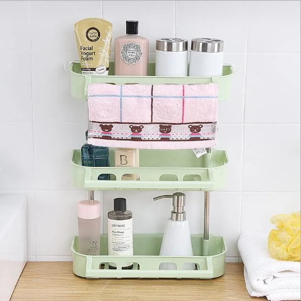 3-Tier Strong Plastic No Drilling Wall Shower Shelves Floating Shelf