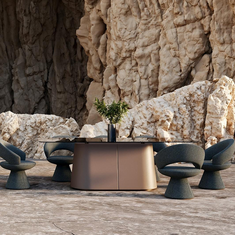 Tempered Glass Top Dining Table Set with Wood Base for Dining Room Furniture with Dining Chair