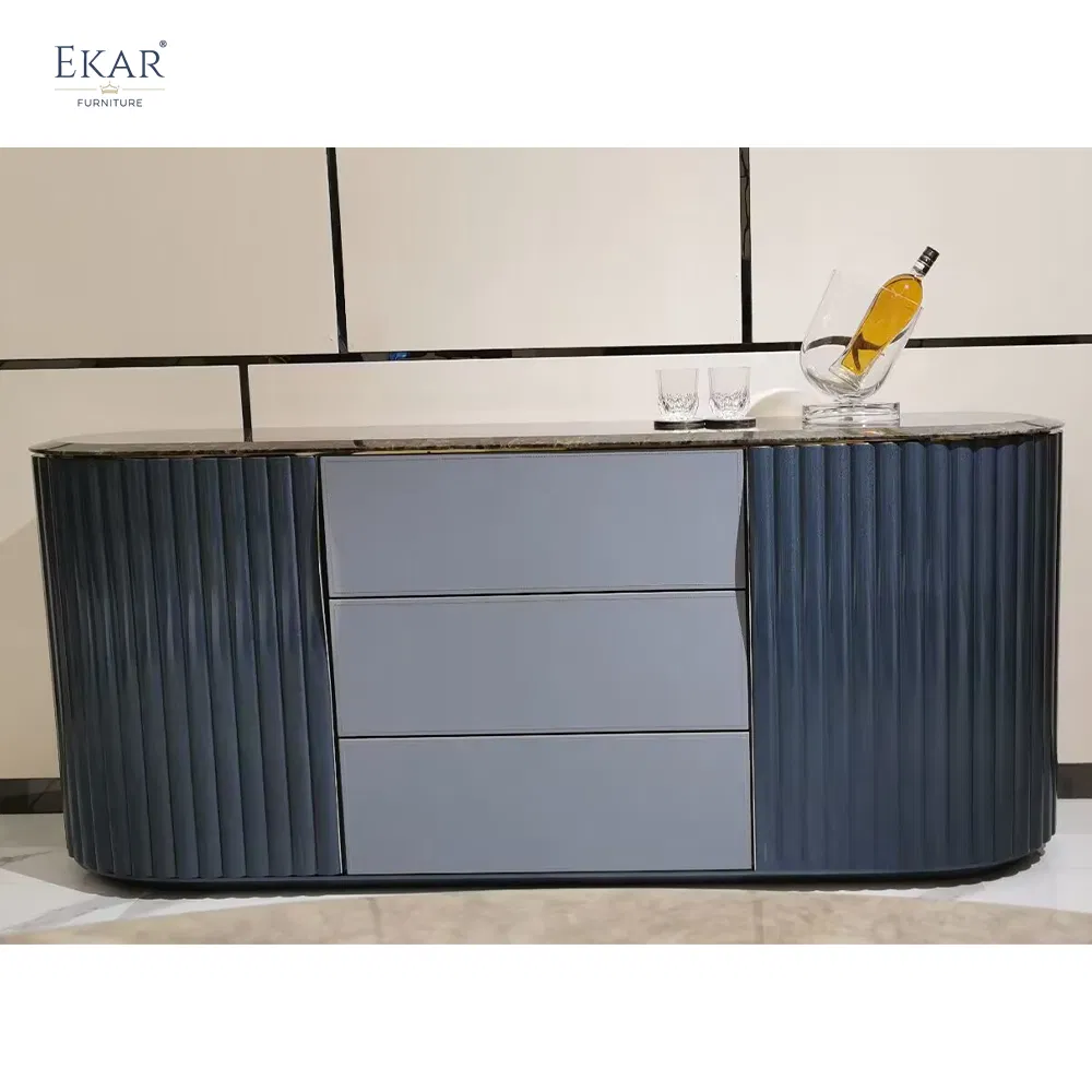 Elegant Blue Jadeite Marble Sideboard - Luxurious Dining Room Furniture