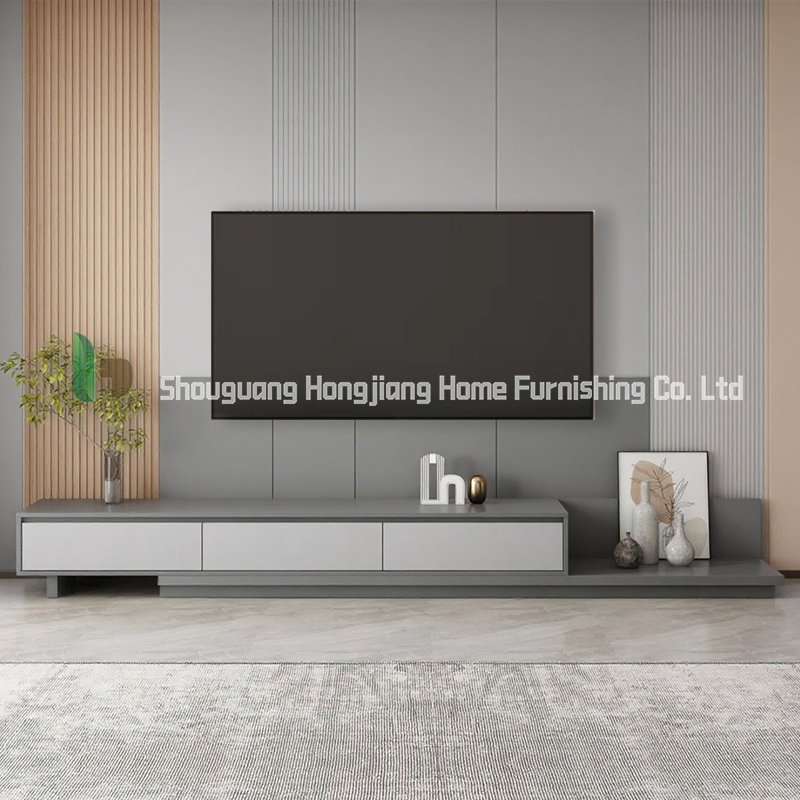 Color Blocking Modern Minimalist Retractable TV Stand for Home Living Room