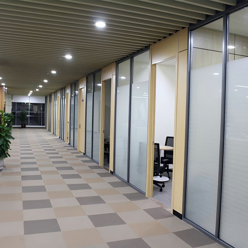 High Quality Glass Partition Wall Office Partition Factory Partition Room Modular Wall Divider with Wooden Doors