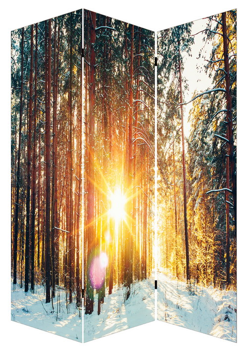 Natural Style Decorative 3 Panel Canvas &amp; Wooden Screen &amp; Room Dividers with Landmarks Printing