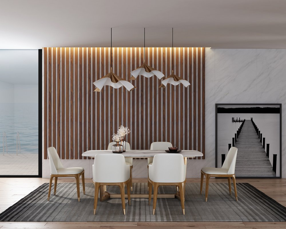 Modern Table Set Dining Room Restaurant Furniture with Popular PU Leather Fabric Chairs