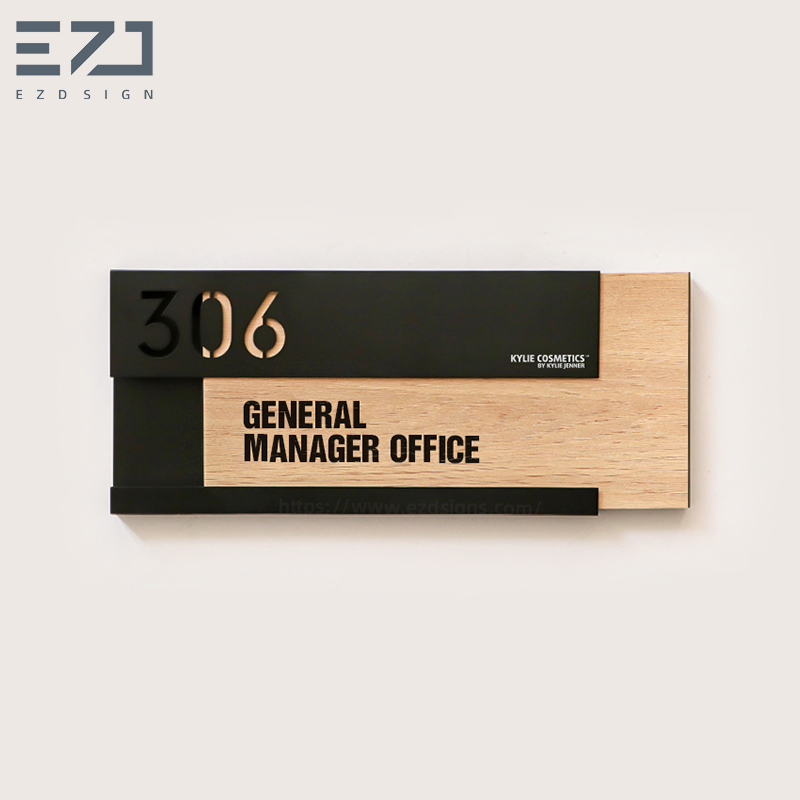 Interchangeable Wood&Metal Plate Office Name Changeable Office Door Sign Wayfinding Signage