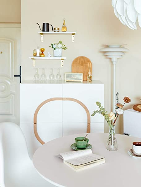 Gold Heavy Duty Shelf Brackets 8 X 6 Inch, Extra Thick L Shelving Brackets, Rustic Gold Iron Floating Shelves Wall Mounted with Hardware for DIY Open Shelving