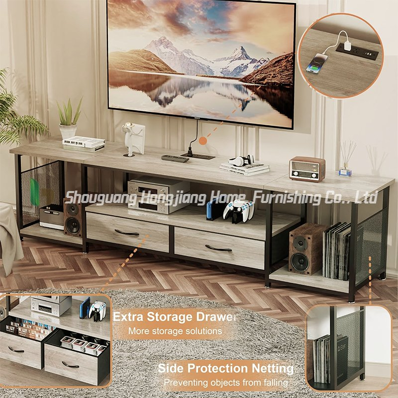 Modern Minimalist Large TV Stand with Storage Drawers for Living Room Entertainment