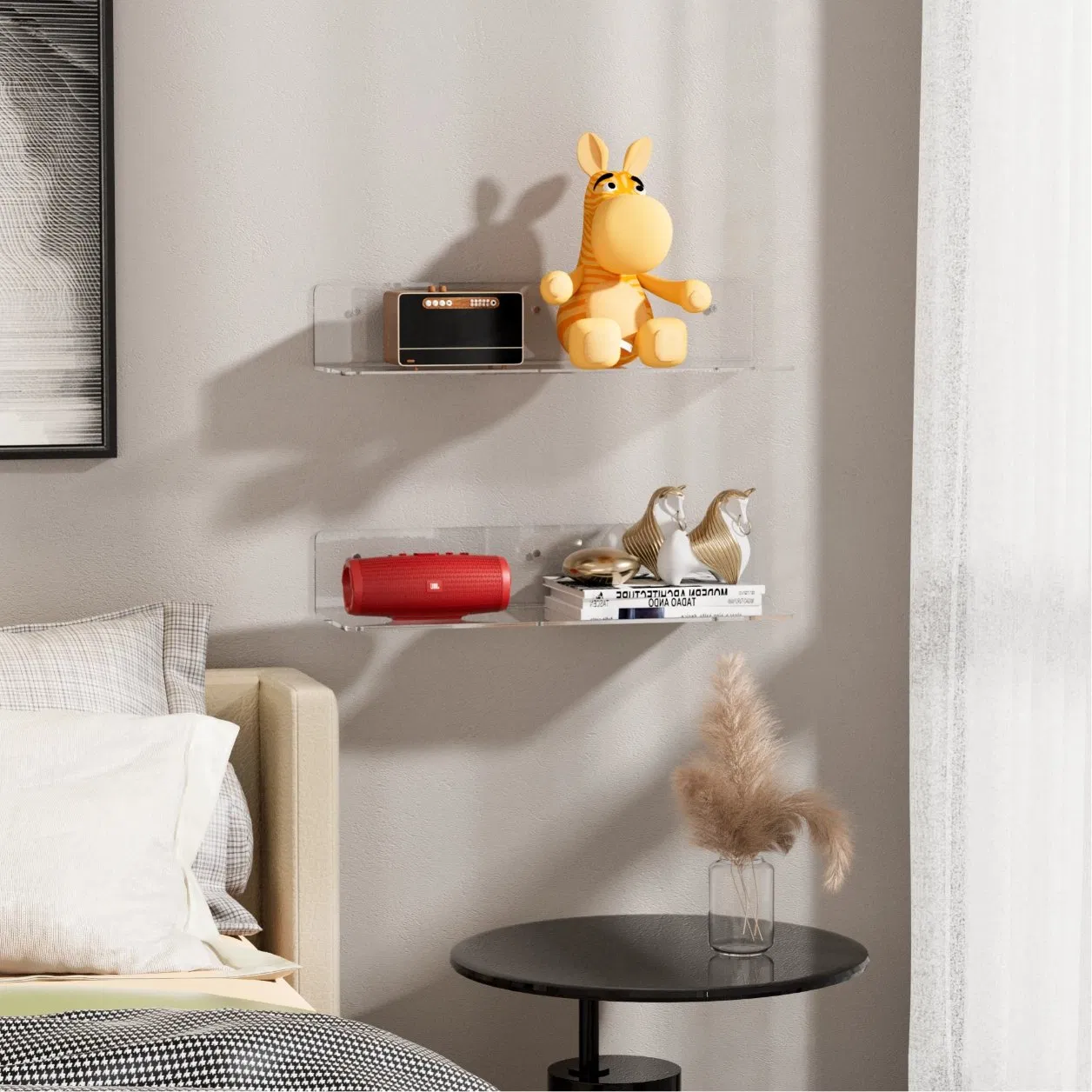 4mm Thick Acrylic Bathroom Wall Shelf Floating Storage Rack