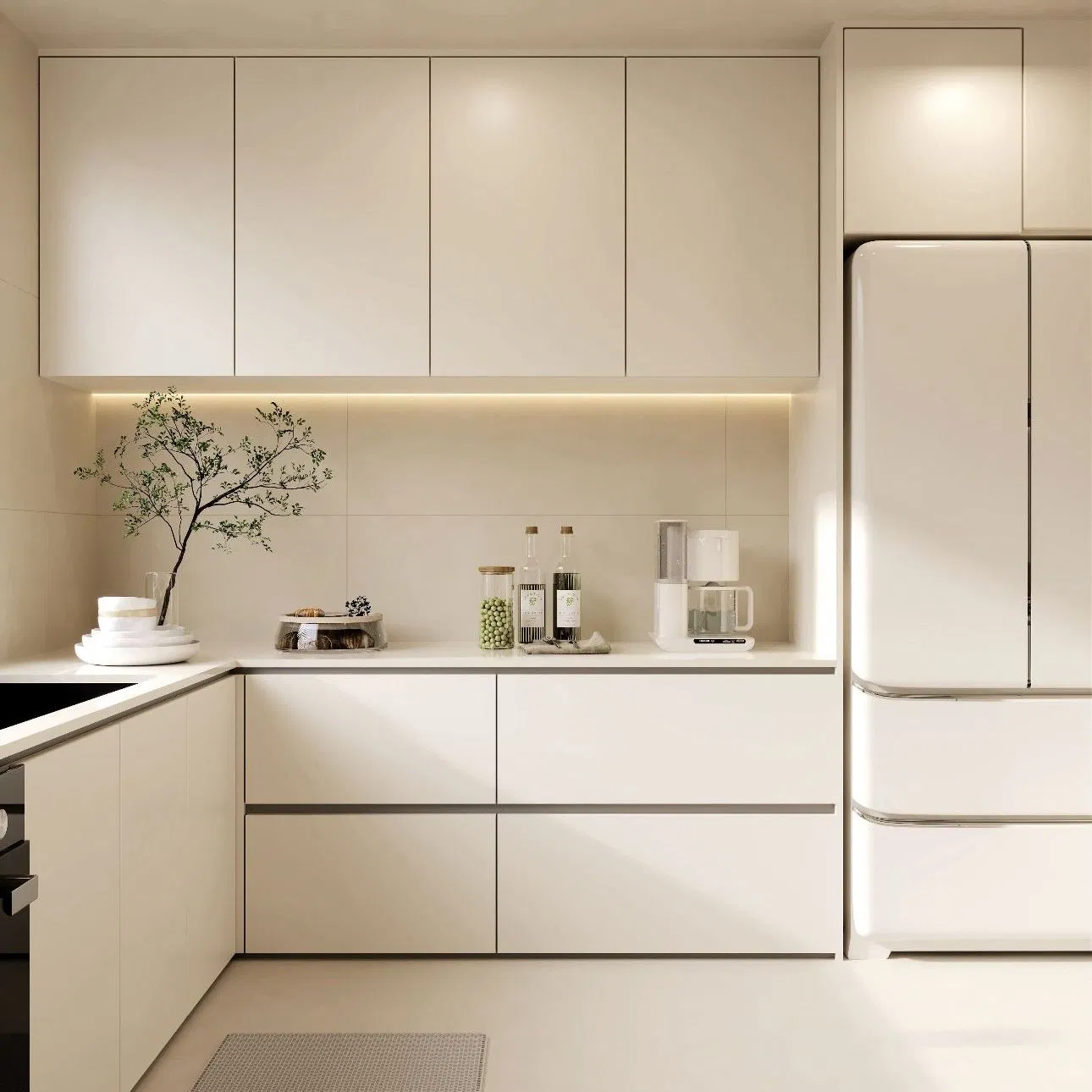 Elegant U-Shape Wooden Kitchen Organizer for Contemporary Spaces