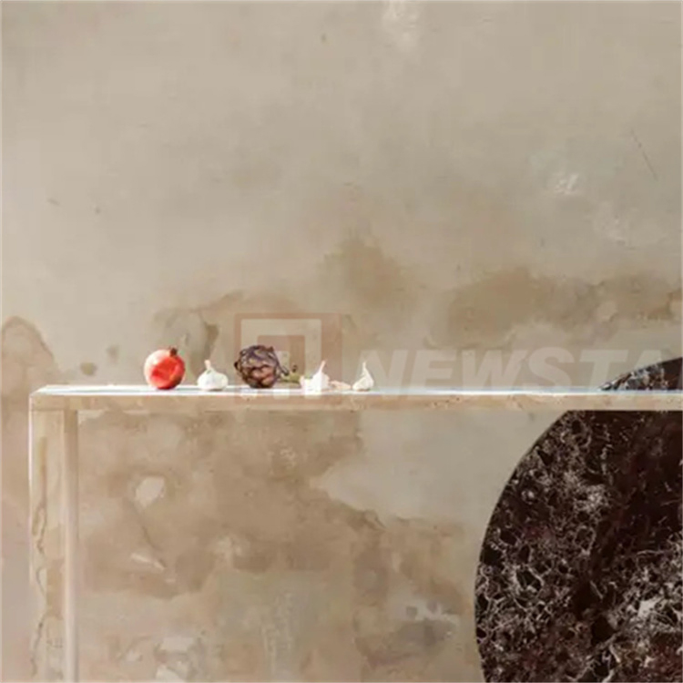 Custom Marble Entryway Table Stone Legs Travertine Marble Top Modern Luxury Hallway Marble Console Table
