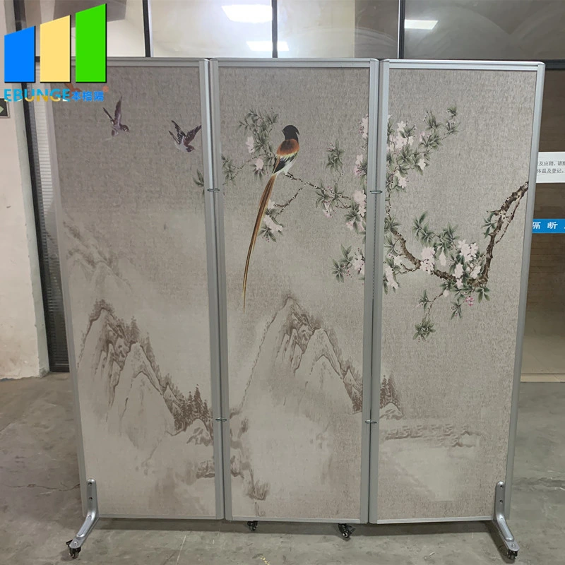 Foldable Room Divider on Wheels DIY Interior Wood Partition Wall on Wheel