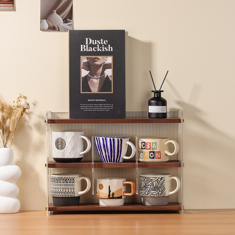 Wooden Cantilever Shelf Organizer for Kitchen Snack Storage in Green