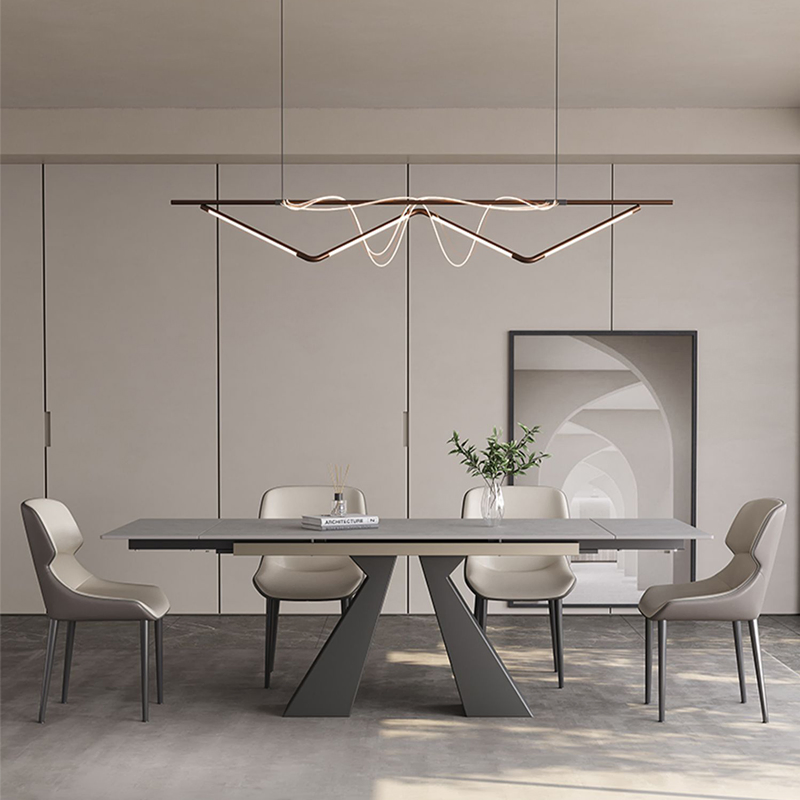 Dining Room Carbon Steel Legs Marble Sintered Stone Top Modern Round Diningroom Furniture