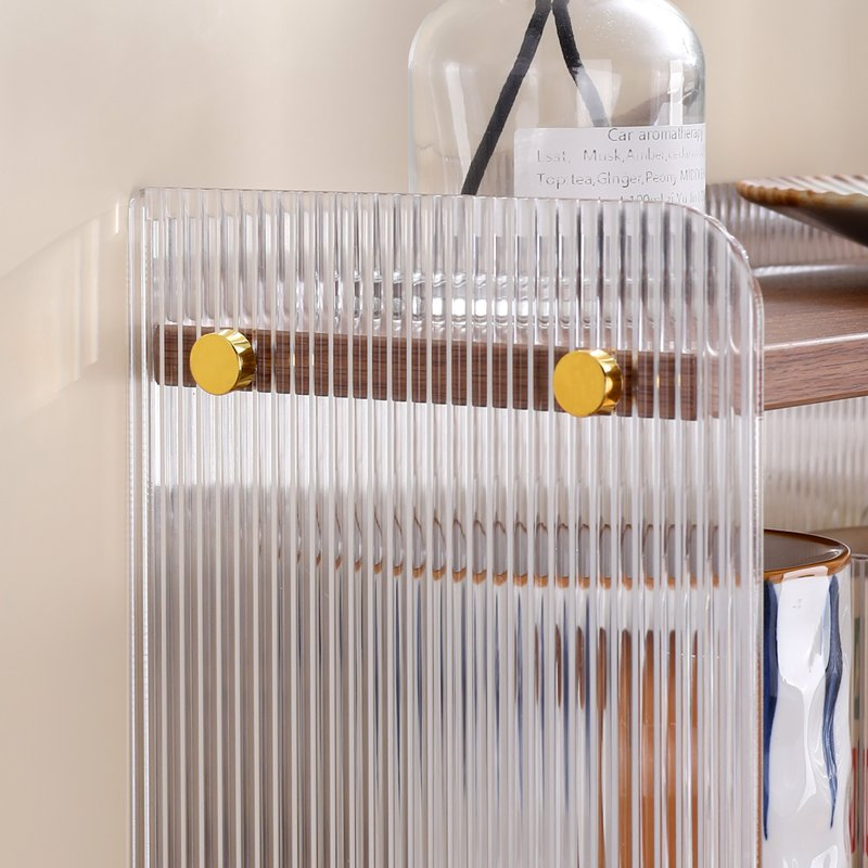 Wooden Cantilever Shelf Organizer for Kitchen Snack Storage in Green