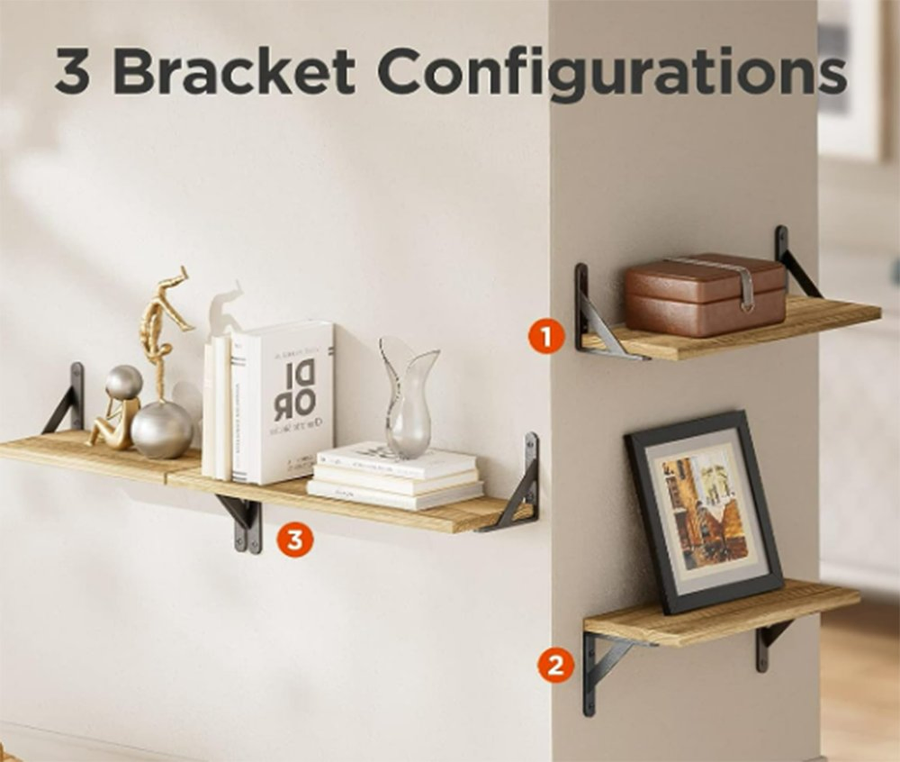 Floating Wood Wall Shelves for Bedroom