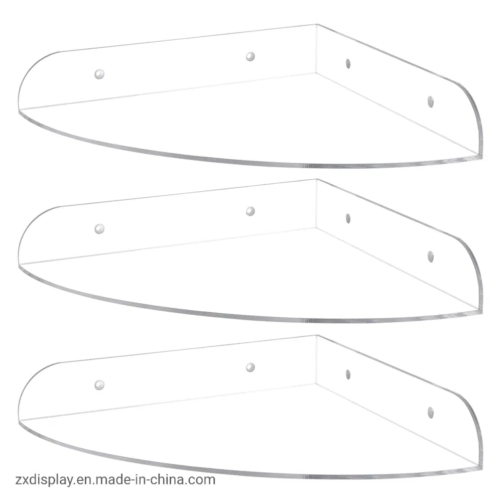 Triangle Acrylic Wall Mounted Shelf Bathroom Corner Storage Floating Shelves