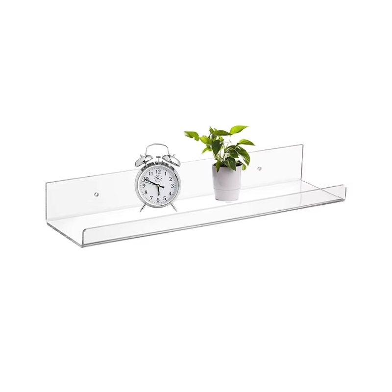 Transparent U-Shaped Wall-Mounted Acrylic Floating Shelf for Home Decor