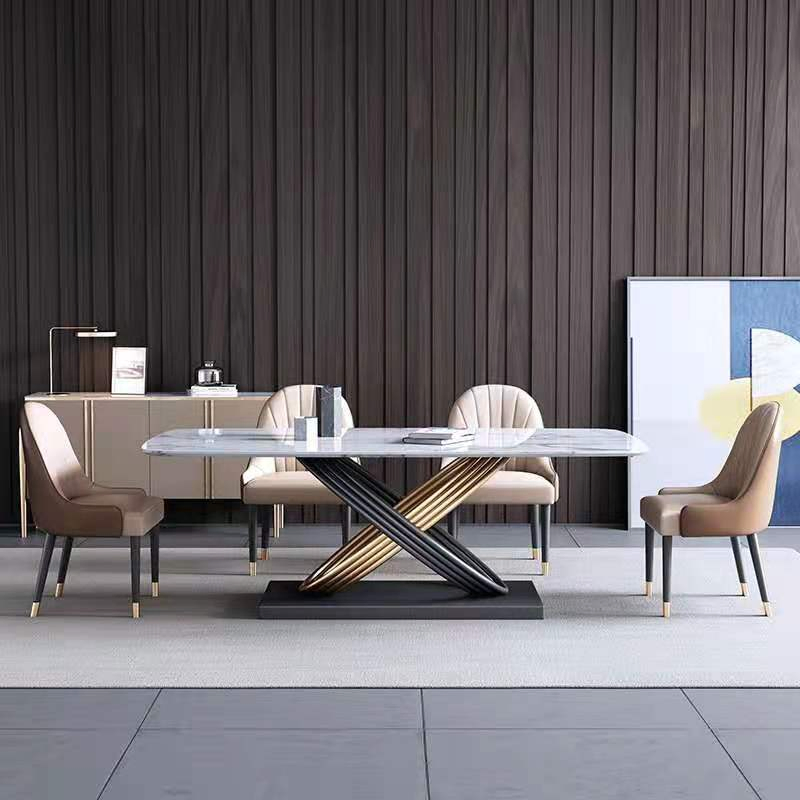 Golden Stainless Steel Leg Italian Luxury Marble Top 12 Seater Dining Table Set Dining Room Furniture