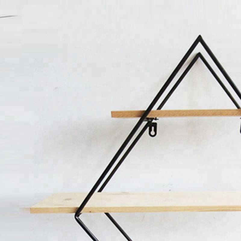 Large Modern Rustic Style Home Decoration Metal Frame Solid Wood Floating Wall Display Shelf