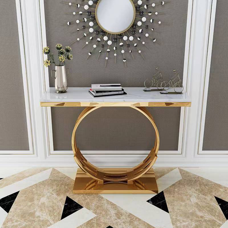 Luxury Modern Hotel Furniture Living Room Entryway Side Gold Metal Console Table