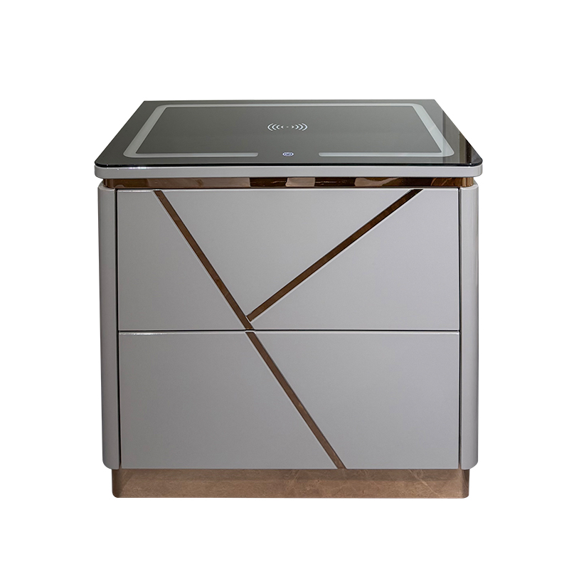 Modern Minimalist Wooden Nightstand with 2-Layer Drawers Large Storage Bedside Cabinet for Bedroom