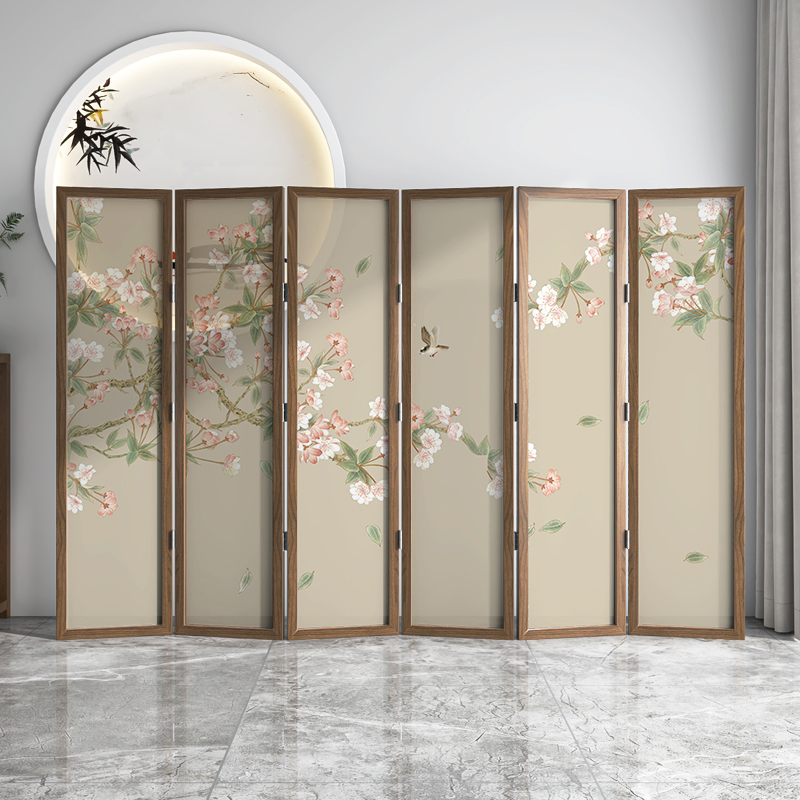 Wholesale Foldable Solid Wood Room Divider - New Chinese Style for Living Room, Office, Dining, Tea Room, Bedroom, Home Decor with Bird &amp; Flower Design