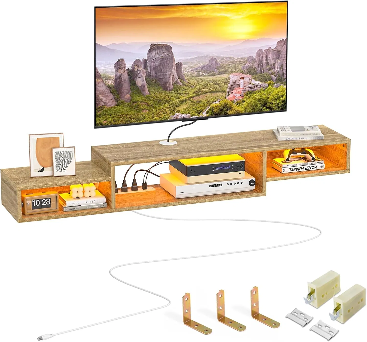 Minimalist Wall Mount TV Stand Organizer for Home Media Equipment