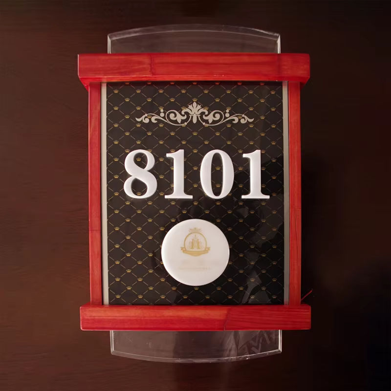 Ezd Manufacturer Red Wood Acrylic Hotel Door Number Signage