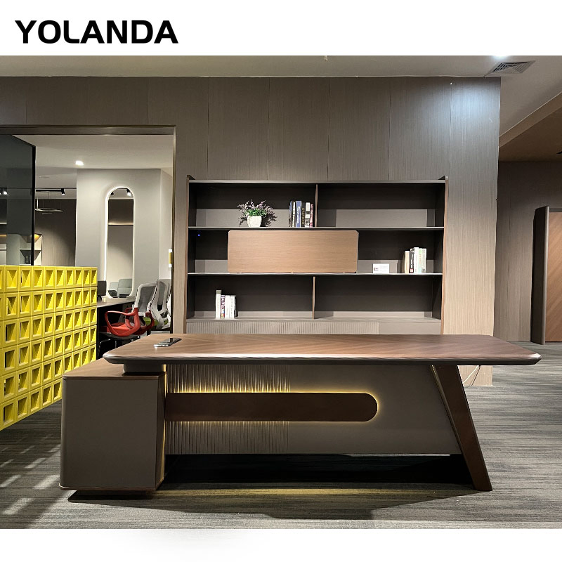 Yolanda Office Commercial Furniture Metal Leg Large Office Director Computer Executive Wooden Table Work Desk