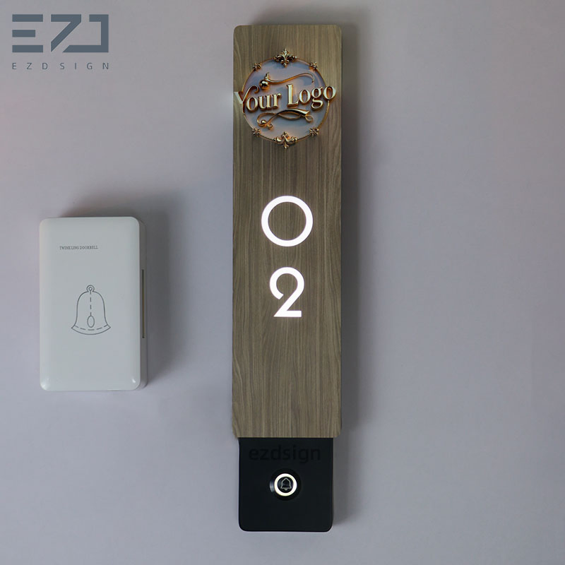 Ezd Custom Stainless Steel Wooden Apartment Hotel Room Number Door Plate Signage