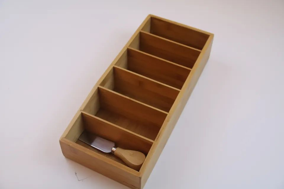 6 Compartments Multi-Purpose Wooden &amp; Bamboo Boxes Bamboo Kitchen and Snack Organizer