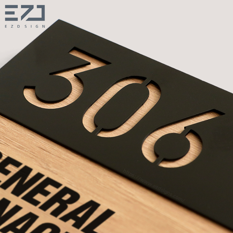 Interchangeable Wood&Metal Plate Office Name Changeable Office Door Sign Wayfinding Signage