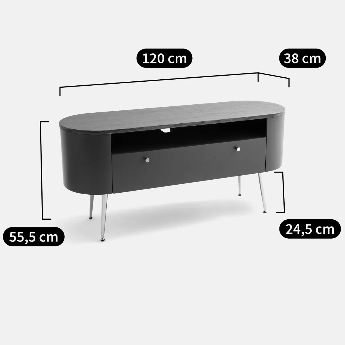 Minimalist Practical Solid Wood TV Stand with Metal Legs &amp; Open - Shelf Storage Cabinet for Living Room or Bedroom