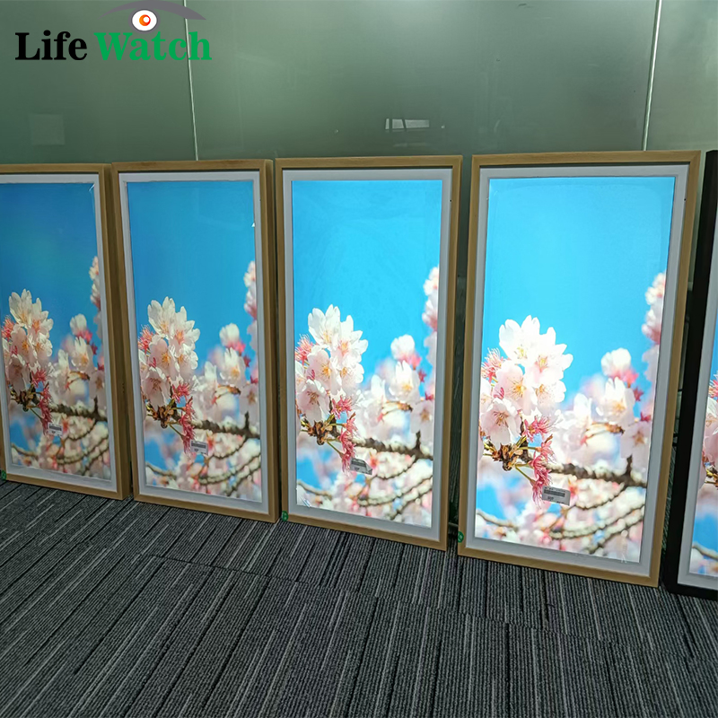 65 Inch Wooden Photo Frame Digital Signage Android System for Art Exhibition