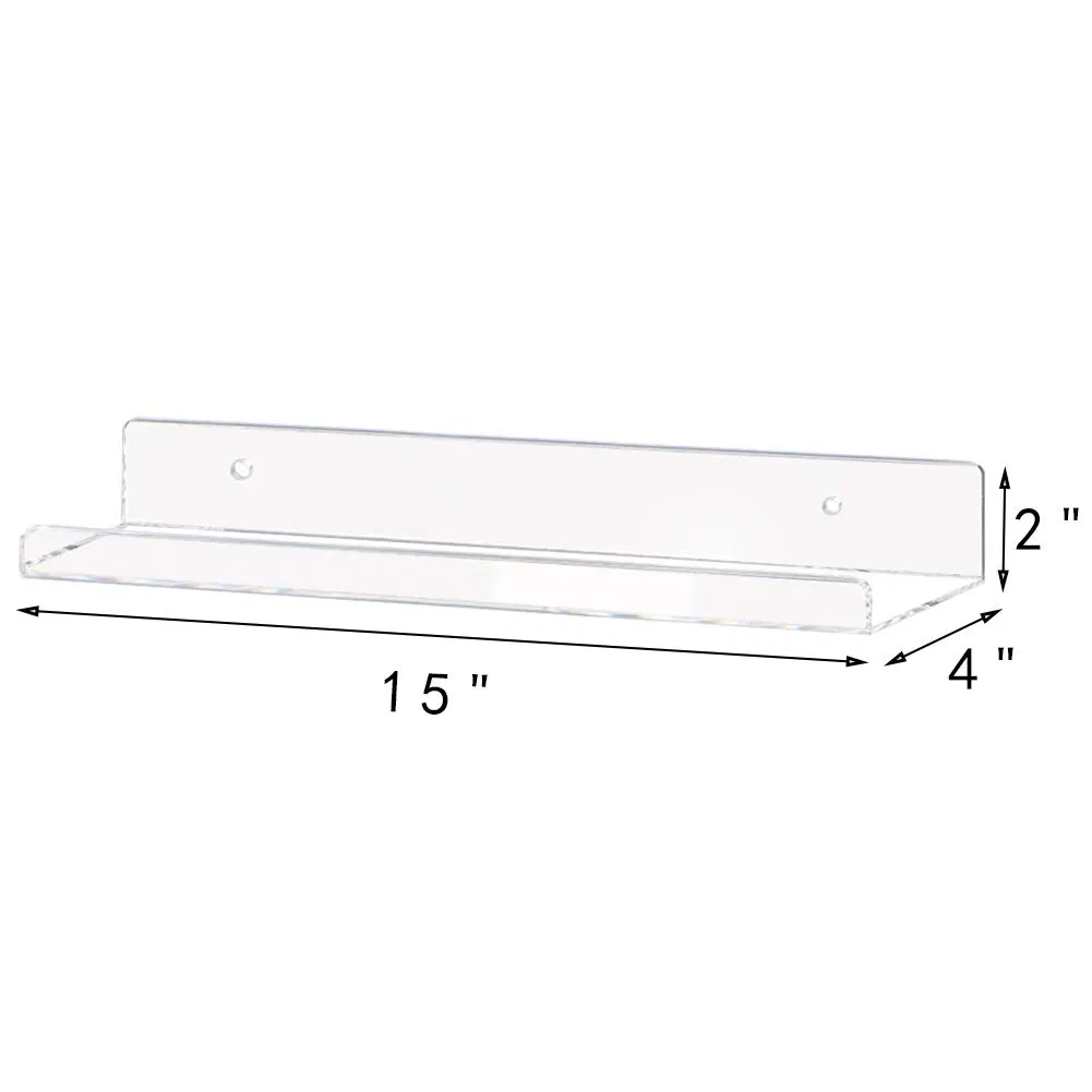 Clear Plastic Acrylic Shelf Invisible Floating Wall Ledge Bookshelf Kitchen Display Shelves