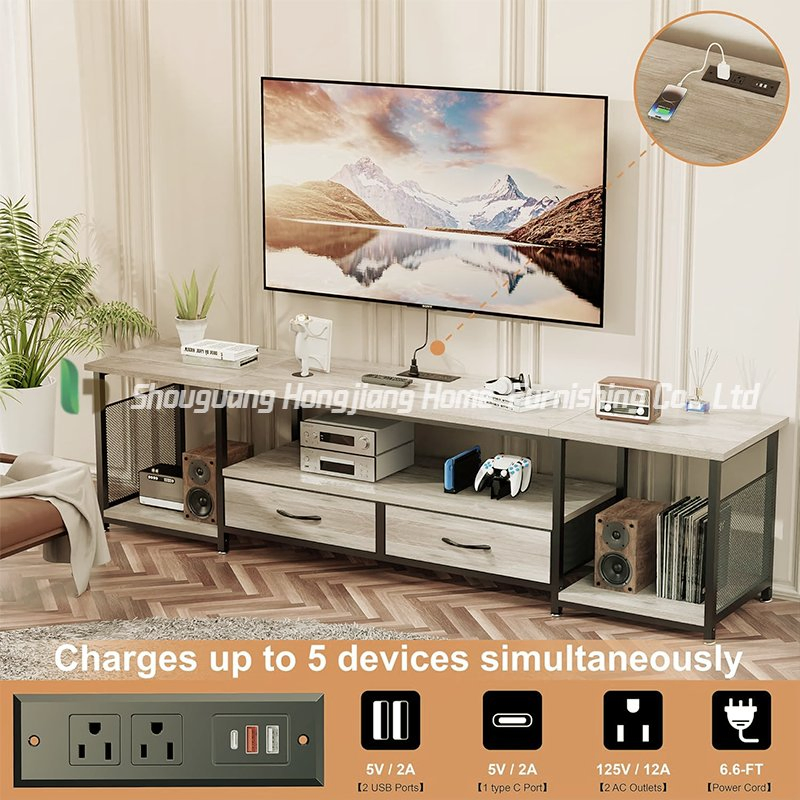 Modern Minimalist Large TV Stand with Storage Drawers for Living Room Entertainment