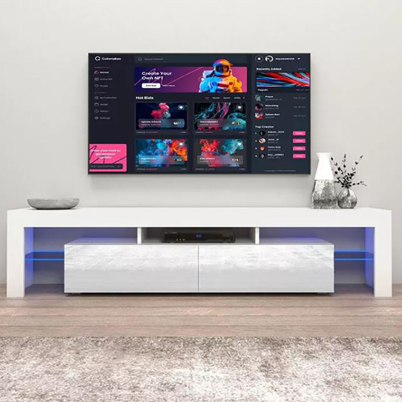 Customizable TV Cabinet Home Living Room TV Stand High-Gloss LED Light Modern Minimalist Under The Door Storage Mesa De TV