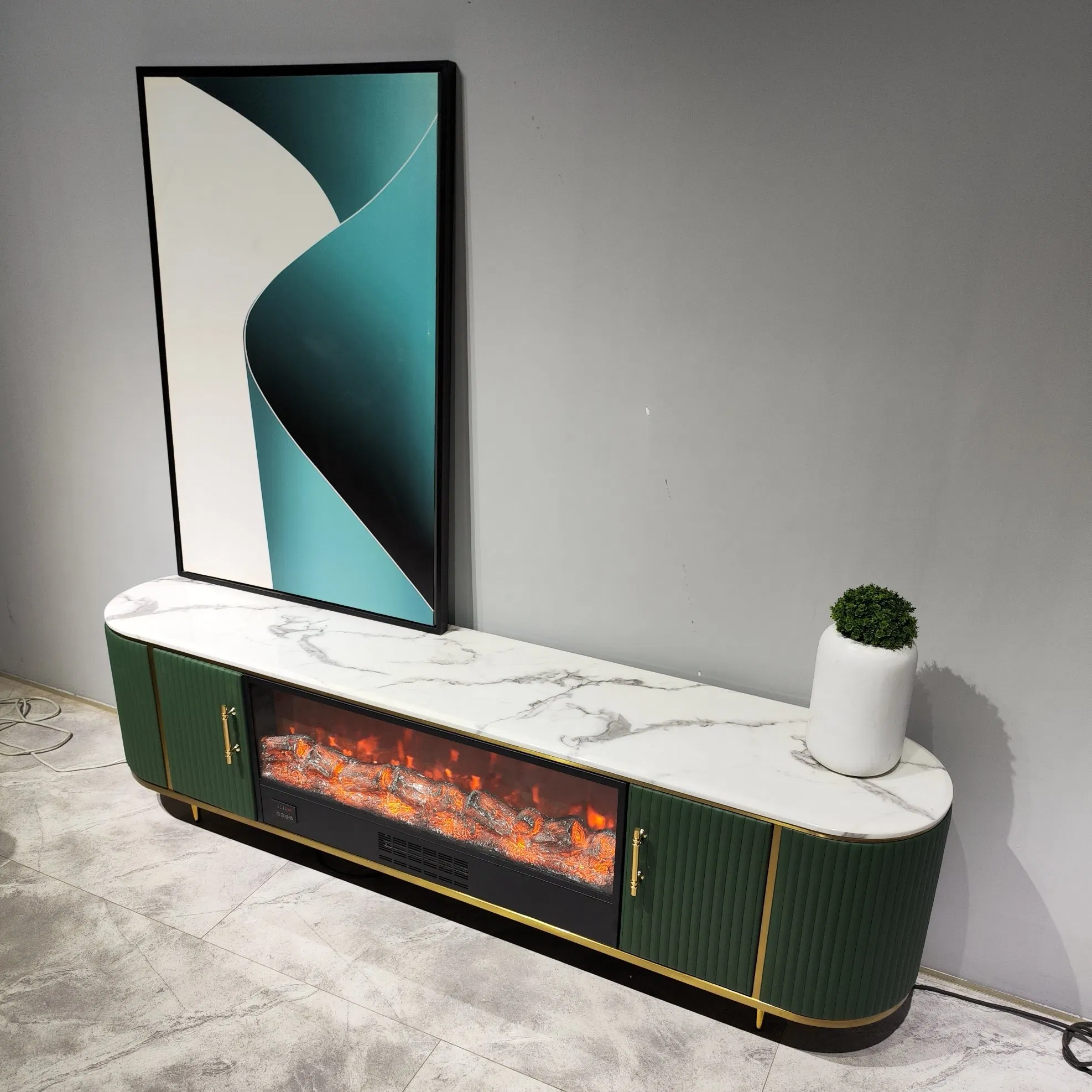 The Newest TV Stand with Shelves Modern Minimalist Design Marble Patterned TV Cabinet