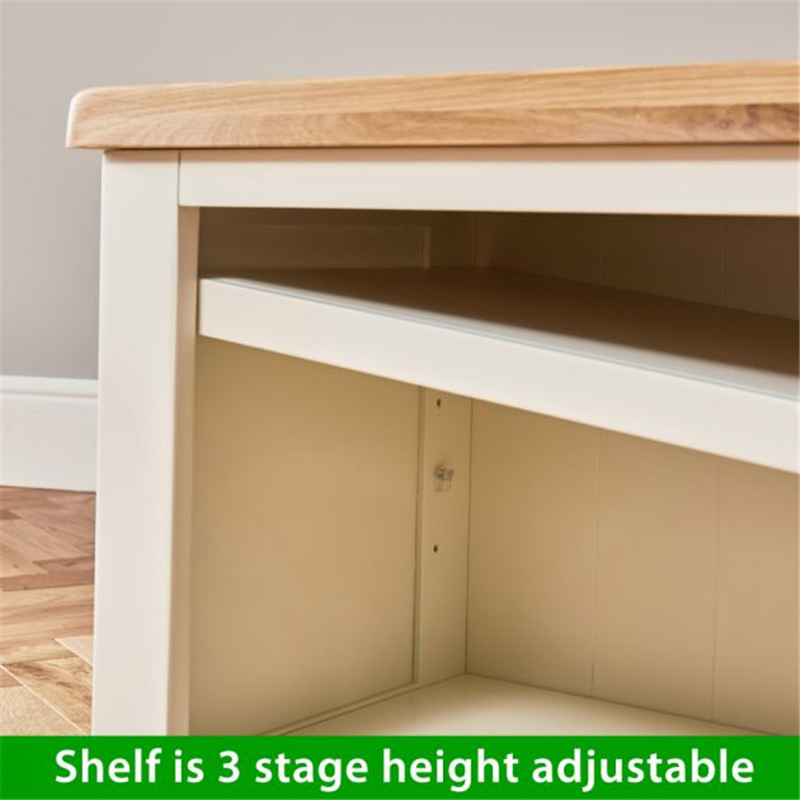 Nordic Minimalist Simple Cream Painted Small Corner TV Stand - up to 50" Size TV Entertainment Unit