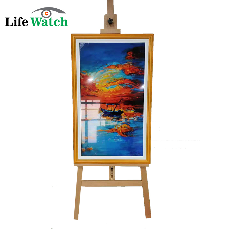 Capacitive Touch Screen Android Windows OS 49-Inch High-Resolution Indoor Stores Wooden Frame Painting LCD Digital Signage Advertising Screen